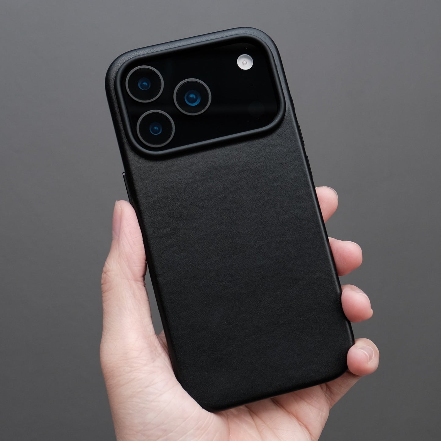 Bare Skin Case for iPhone 17 Pro Max - Leather Case with Camera Control for iPhone 17 Pro Max - Black