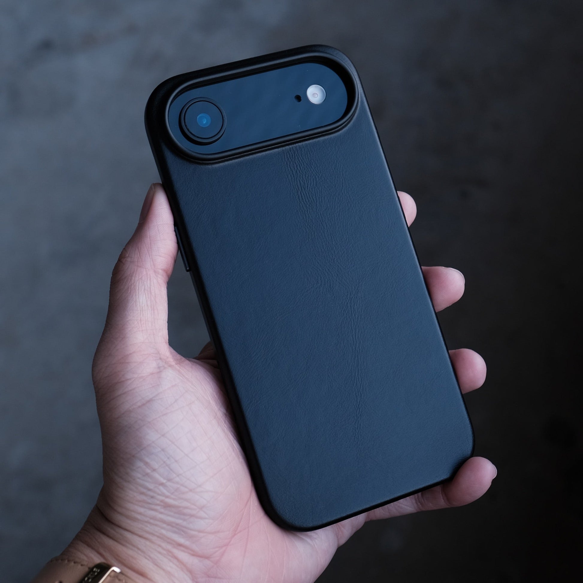 Bare Skin Case for iPhone Air - Leather Case with Camera Control for iPhone Air - Black