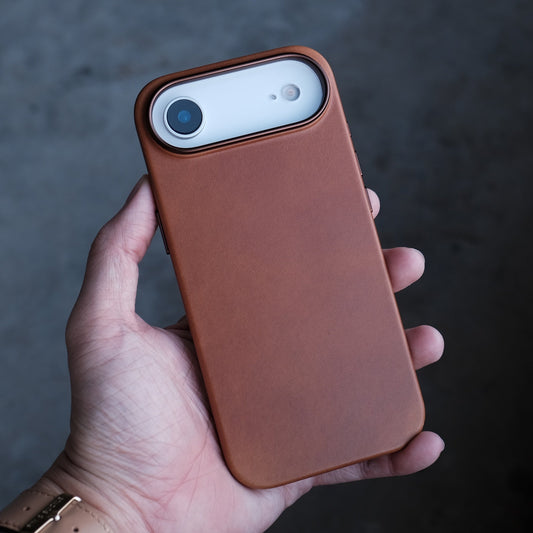 Bare Skin Case for iPhone Air - Leather Case with Camera Control for iPhone Air - Saddle Brown